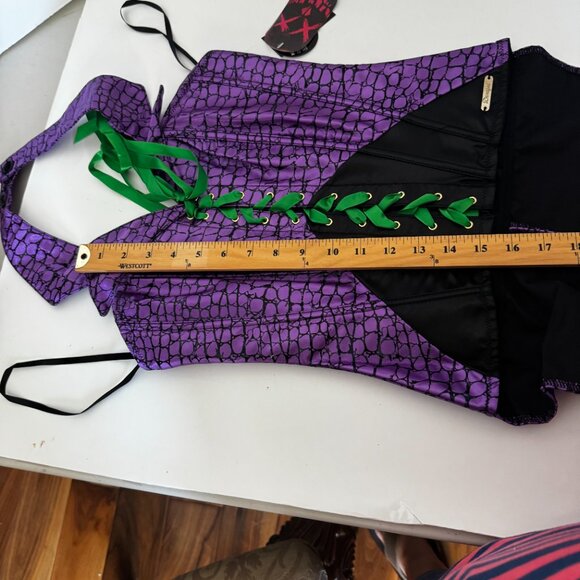 DC Comics The Joker Lace up Halter Top Medium Purple Green Corset Costume Cospla - Picture 11 of 16